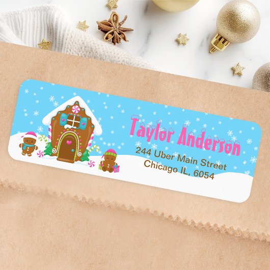 Weihnachts-Lebkuchen Haus Blau und Rosa