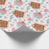 Weihnachts-Lebkuchen-Haus, Candy & Cupcakes Geschenkpapier (Ecke)