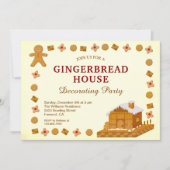 Weihnachts-Lebkuchen-Haus Dekorieren Party Einladung (Vorderseite)