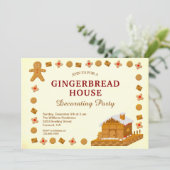 Weihnachts-Lebkuchen-Haus Dekorieren Party Einladung (Stehend Vorderseite)