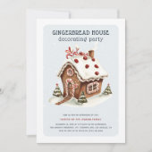 Weihnachts-Lebkuchen-Haus Dekorieren Party Einladung (Vorderseite)