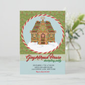 Weihnachts-Lebkuchen-Haus Dekorieren Party Einladung (Stehend Vorderseite)