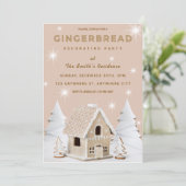 Weihnachts-Lebkuchen-Haus Dekorieren Party Einladung (Stehend Vorderseite)