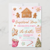 Weihnachts-Lebkuchen-Haus Dekorieren Party Einladung (Vorderseite)