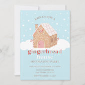 Weihnachts-Lebkuchen-Haus Dekorieren Party Einladung (Vorderseite)