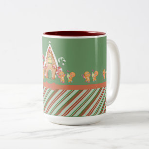 Weihnachts-Lebkuchen-Haus Heiße Schokolade Zwei-To Zweifarbige Tasse