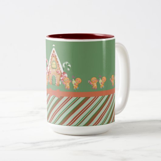 Weihnachts-Lebkuchen-Haus Heiße Schokolade Zwei-To Zweifarbige Tasse (VorderseiteRechts)