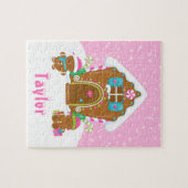 Weihnachts-Lebkuchen-Haus Hellrosa Puzzle (Horizontal)