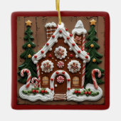 Weihnachts-Lebkuchen-Haus individuell anpassbar Keramikornament (Vorderseite)