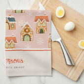 Weihnachts-Lebkuchen-Haus Keks Pink Geschirrtuch (Viertel Falte)
