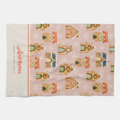 Weihnachts-Lebkuchen-Haus Keks Pink Geschirrtuch (Horizontal)