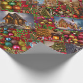 Weihnachts-Lebkuchen-Haus Santa Claus Ornamente Geschenkpapier (Ecke)