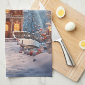 Weihnachts-Lebkuchen-Haus Starry Night Geschirrtuch (Viertel Falte)