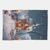 Weihnachts-Lebkuchen-Haus Starry Night Geschirrtuch (Horizontal)