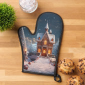 Weihnachts-Lebkuchen-Haus Starry Night Ofenhandschuh (Oben unten)