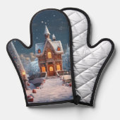 Weihnachts-Lebkuchen-Haus Starry Night Ofenhandschuh (Vorderseite/Rückseite)