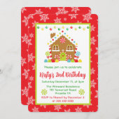 Weihnachts-Lebkuchen-Haus und Lichter Geburtstag Einladung (Vorne/Hinten)