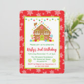 Weihnachts-Lebkuchen-Haus und Lichter Geburtstag Einladung (Stehend Vorderseite)