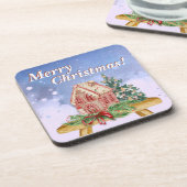 Weihnachts-Lebkuchen-Haus Wasserfarbe Getränkeuntersetzer (Linke Seite)