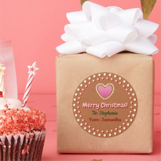 Weihnachts-Lebkuchen-Herzgeschenk-Etikett Runder Aufkleber (Party)