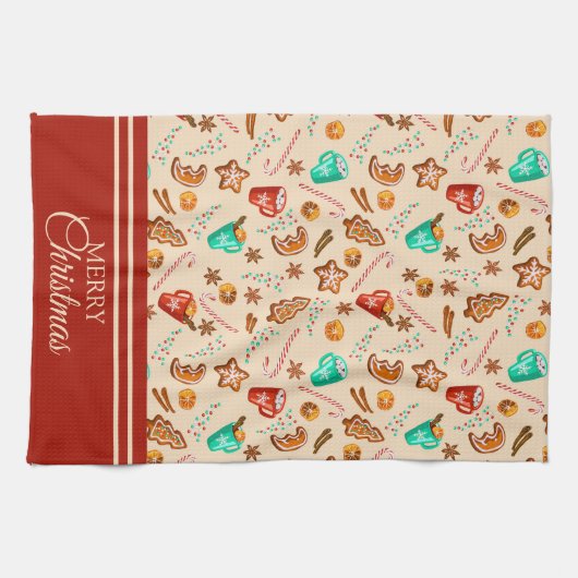 Weihnachts-Lebkuchen & Kakao Geschirrtuch (Horizontal)