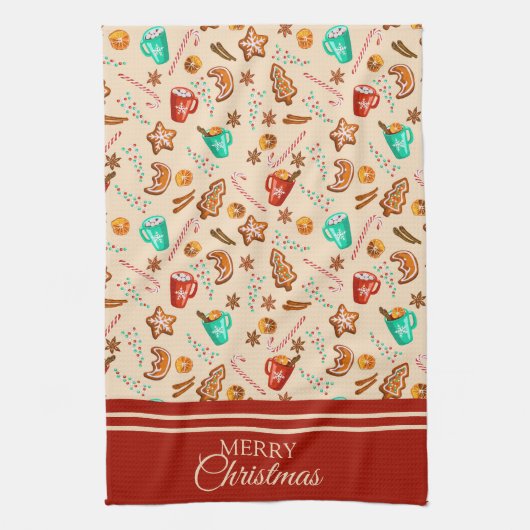 Weihnachts-Lebkuchen & Kakao Geschirrtuch (Vertikal)