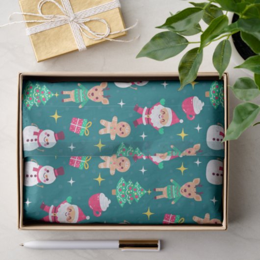 Weihnachts-Lebkuchen, Kakao, Rentier und Santa Seidenpapier (Geschenk)