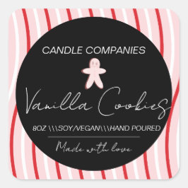 Weihnachts-Lebkuchen-Kerzenmacher-Geschäft Quadratischer Aufkleber