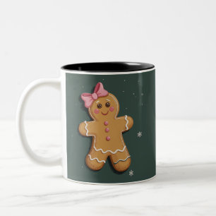 Weihnachts-Lebkuchen-Mädchen Rosa Schleife Coquett Zweifarbige Tasse