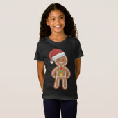 Weihnachts-Lebkuchen Mann Cookie Weihnachtsmannmüt T-Shirt (Vorne ganz)
