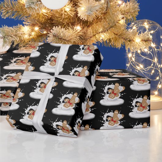 Weihnachts-Lebkuchen Mann in Milk Splash Geschenkpapier (Feiertage)