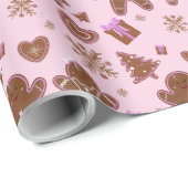 Weihnachts-Lebkuchen Mann und Frau Weihnachtsbaum Geschenkpapier (Rolleneckpunkt)