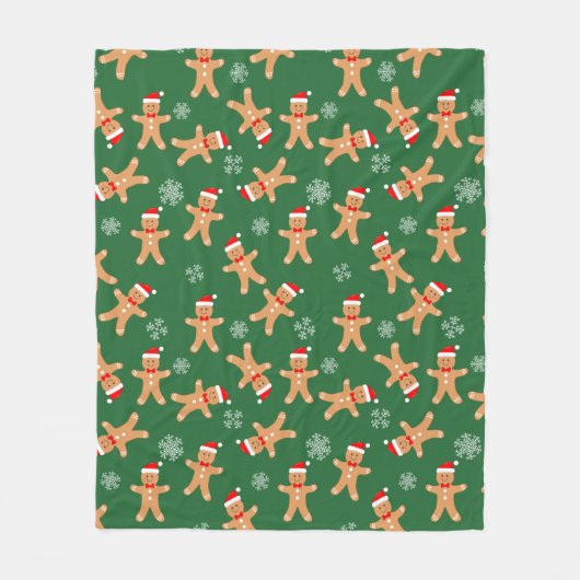 Weihnachts-Lebkuchen Männer auf Grün Fleecedecke (Vorderseite)