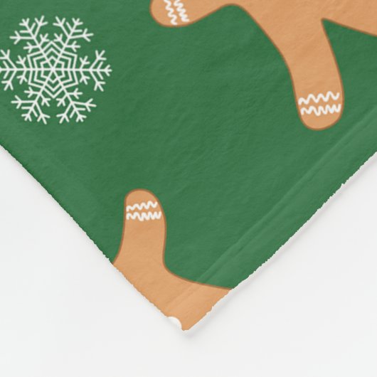 Weihnachts-Lebkuchen Männer auf Grün Fleecedecke (Ecke)