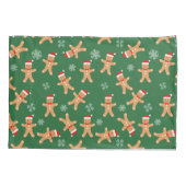 Weihnachts-Lebkuchen Männer auf Grün Kissenbezug (Rückseite)