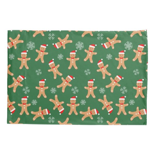 Weihnachts-Lebkuchen Männer auf Grün Kissenbezug (Rückseite)