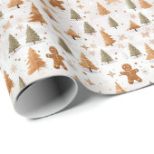 Weihnachts-Lebkuchen Männer und Bäume Geschenkpapier (Rolleneckpunkt)