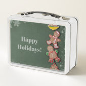 Weihnachts-Lebkuchen Männer und Schneeflocken Metall Brotdose (Rückseite)