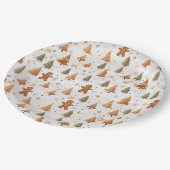 Weihnachts-Lebkuchen Männer und Schneeflocken Pappteller (Schrägansicht)