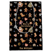 Weihnachts-Lebkuchen Name Custom Fun Niedlich Blac Mittlere Geschenktüte (Vorderseite)