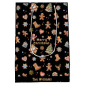 Weihnachts-Lebkuchen Name Custom Fun Niedlich Blac Mittlere Geschenktüte (Rückseite)