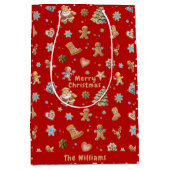 Weihnachts-Lebkuchen Name Fun Niedlich Red Mittlere Geschenktüte (Vorderseite)