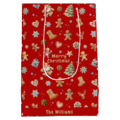 Weihnachts-Lebkuchen Name Fun Niedlich Red Mittlere Geschenktüte (Rückseite)