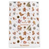 Weihnachts-Lebkuchen Name Fun Niedlich Weiß Mittlere Geschenktüte (Vorderseite)