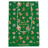 Weihnachts-Lebkuchen Name Spaß Niedlich grün Mittlere Geschenktüte (Rückseite)