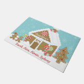 Weihnachts-Lebkuchen-Oma-Haus Personalisiert Fußmatte (Schrägansicht)