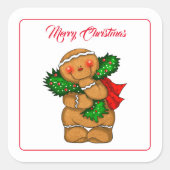 Weihnachts-Lebkuchen-Person-Stickers Quadratischer Aufkleber (Vorderseite)