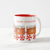 Weihnachts-Lebkuchen & Pfefferminzbahn Zweifarbige Tasse (VorderseiteRechts)