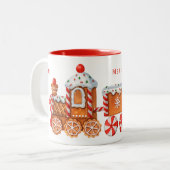 Weihnachts-Lebkuchen & Pfefferminzbahn Zweifarbige Tasse (Vorderseite Links)