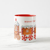 Weihnachts-Lebkuchen & Pfefferminzbahn Zweifarbige Tasse (Mittel)